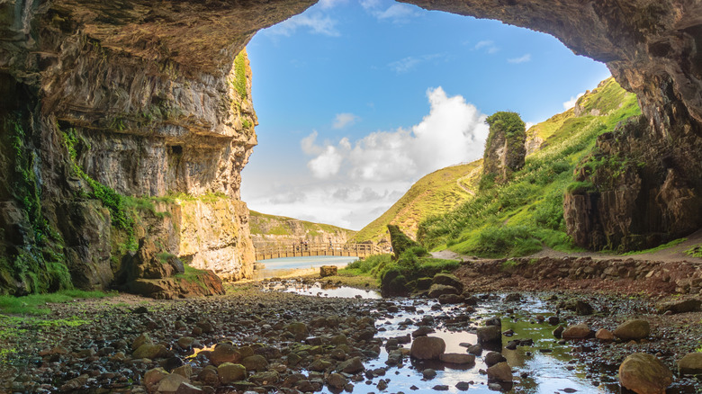 Main entrance to the Smoo Cave in Durness, Scotland