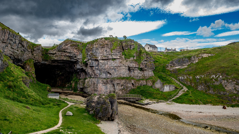 The entrance to the Smoo Cave in Durness, Scotland