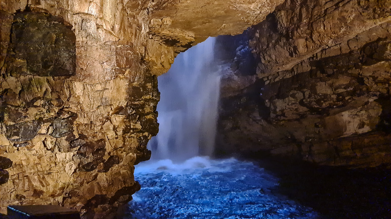 Interior of the Smoo Cave in Durness, Scotland