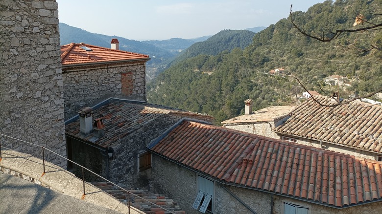 View of a valley from the elevated streets of Peillon