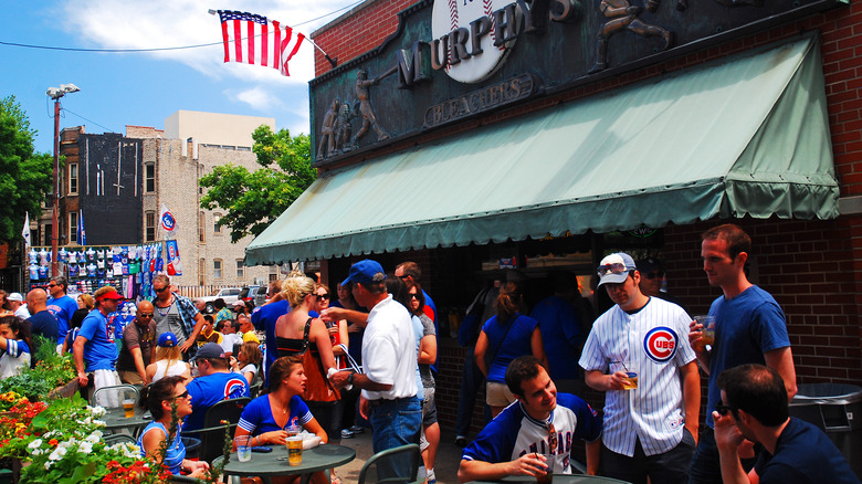 Crowded patio full of people in Wrigleyville