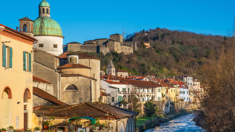 Street view of Pontremoli, Italy