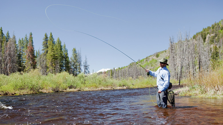 man fishing in Colorado river