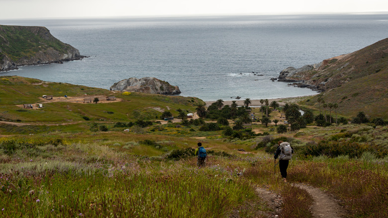 Hikers approaching Two Harbors