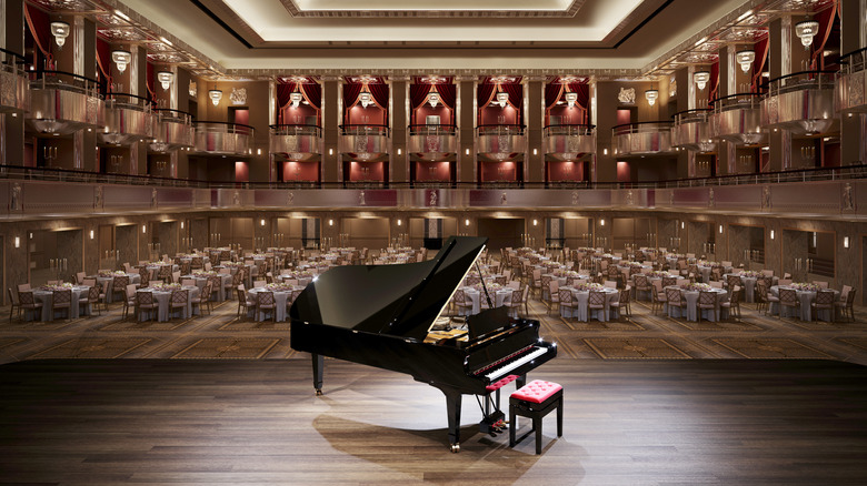 grand piano in a dining room