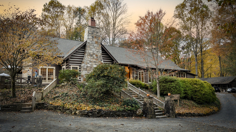 Snowbird Mountain Lodge exterior with fall foliage