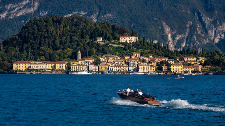 Man driving boat on Lake Como