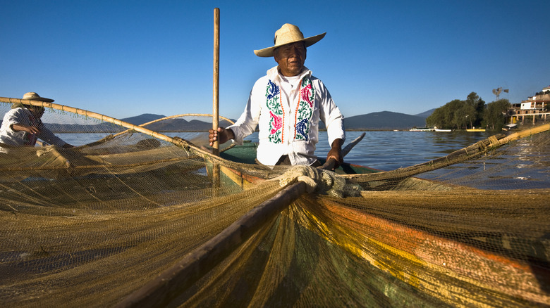 Iconic fisherman's butterfly net, Janitzio Island