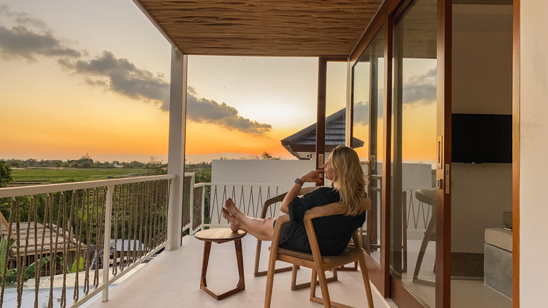 Relaxed woman enjoys view