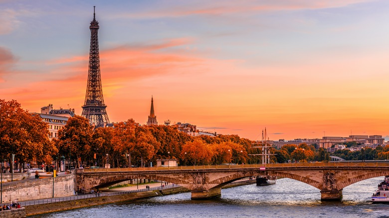 Paris, France at sunset