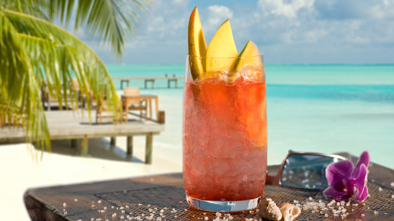 Colorful cocktail on the beach