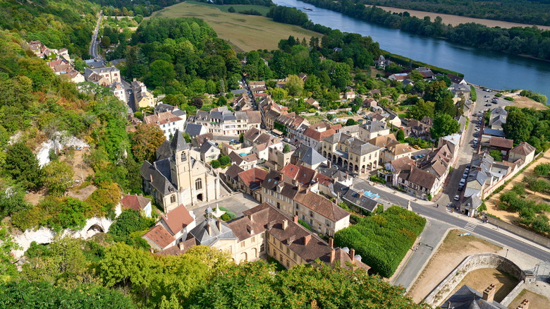 Aerial view of La Roche-Fuyon, France