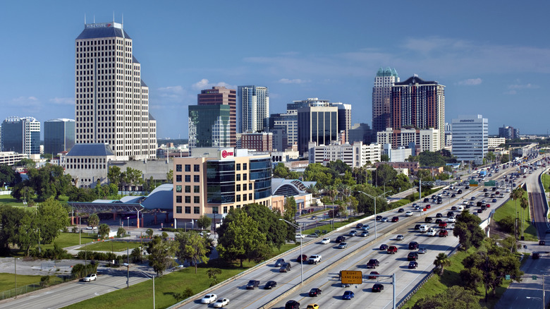 Orlando skyline with freeway