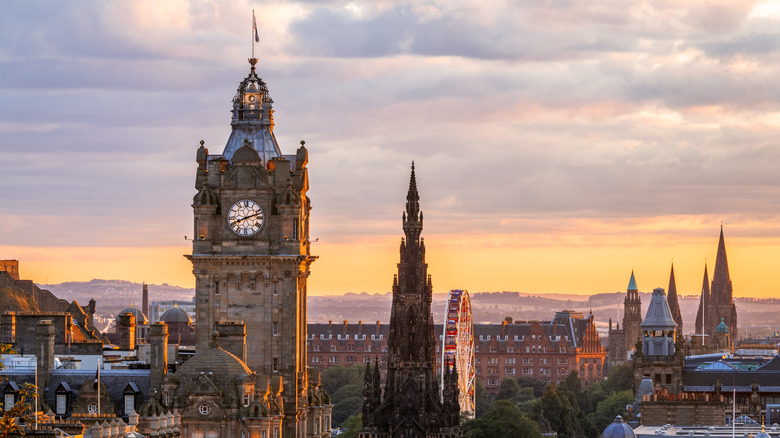 Edinburgh Scotland skyline with Balmoral clock tower