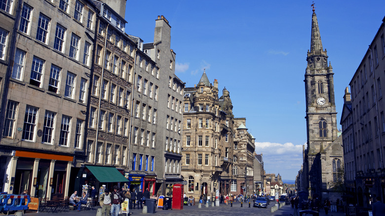 people walking along the Royal Mile in Edinburgh Scotland