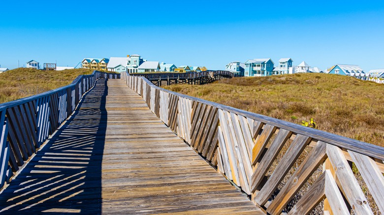 Beachside boardwalk on Mustang Island, Port Aransas, Texas