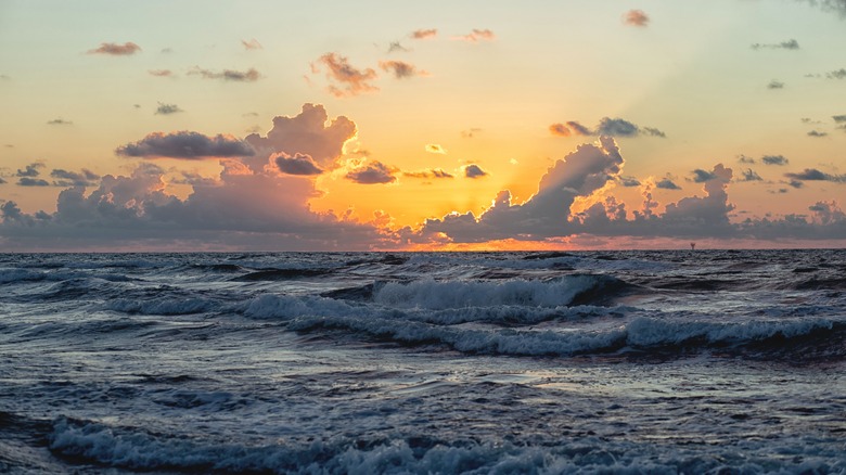 Sunrise over the Gulf of Mexico at Mustang Island State Park, Texas