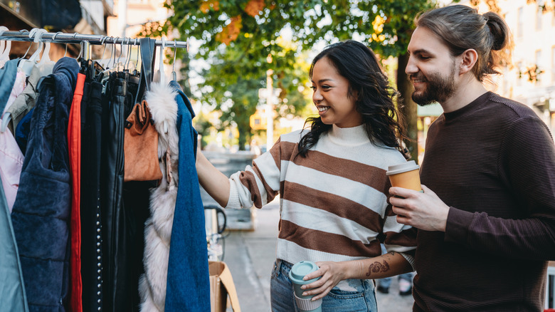 couple clothes shopping in Brooklyn