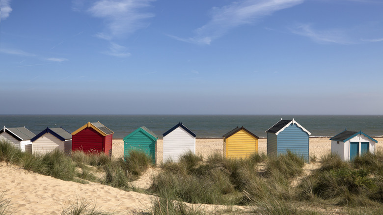 Southwold colorful beach huts UK