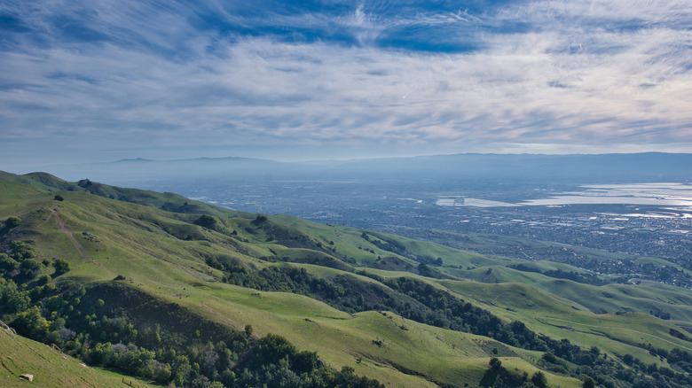 Scenic view from the top of Mission Peak in Fremont, California, near San Francisco