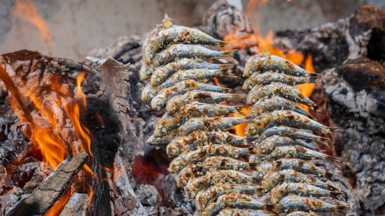 Fish over charcoal in Andalusia Spain