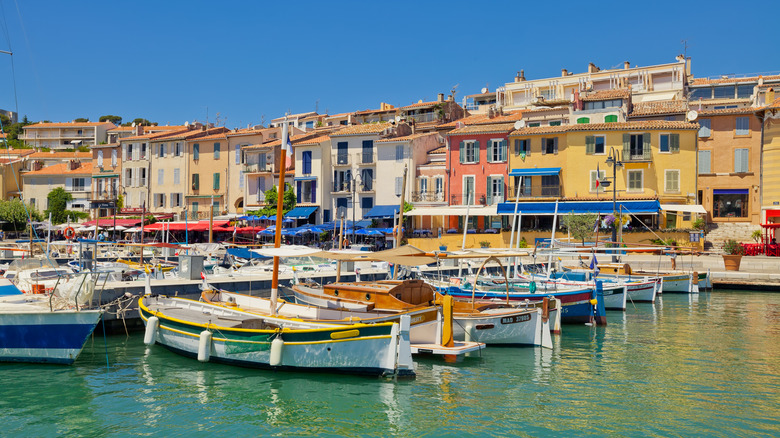 colorful houses boats small town