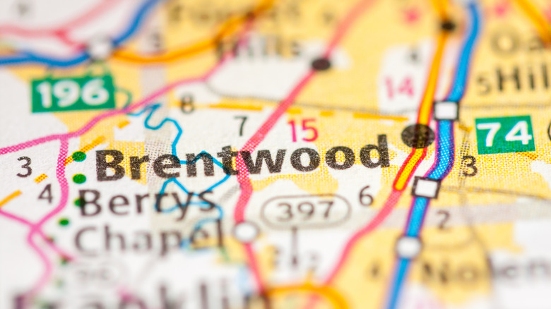 brentwood, tennessee on a map