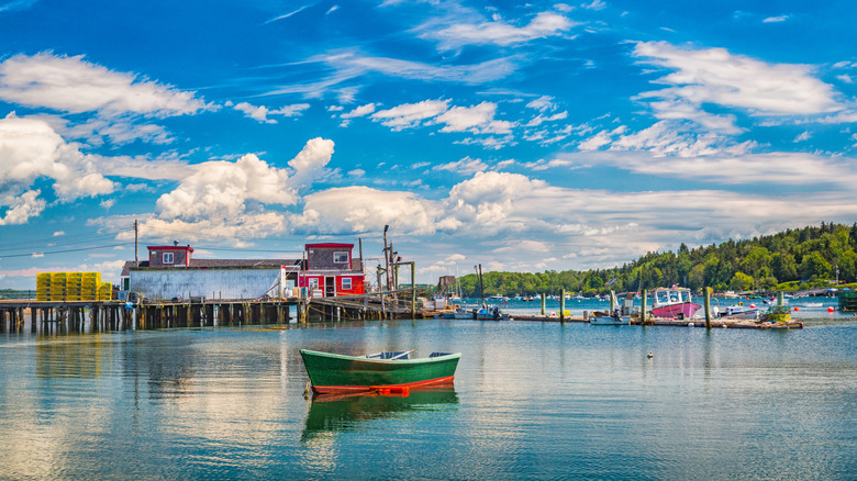 A boat on the water in Casco Bay, Maine