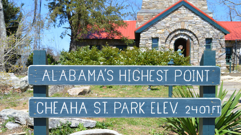 Sign showing Alabama's highest point