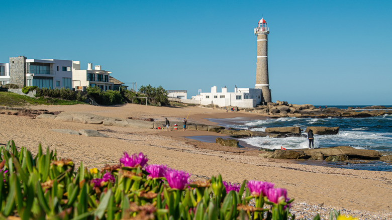 Beach with lighthouse in Jose Ignacio, Uruguay