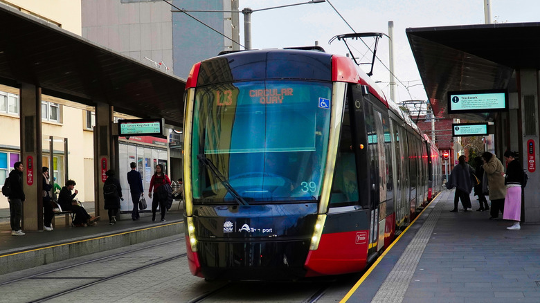 a light rail train in Sydney