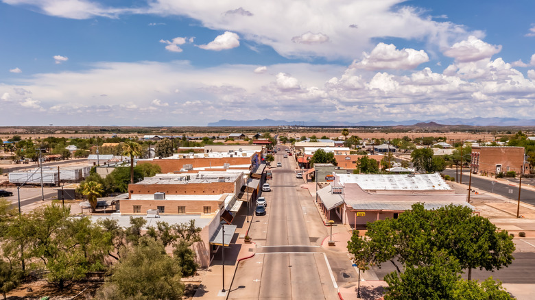 Aerial view of a street in Florence, Arizona