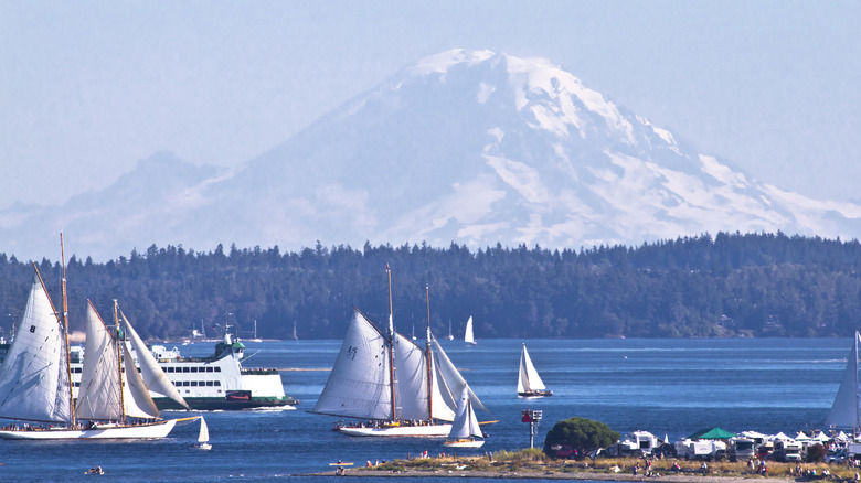 Port Townsend landscape with Mount Rainier in background