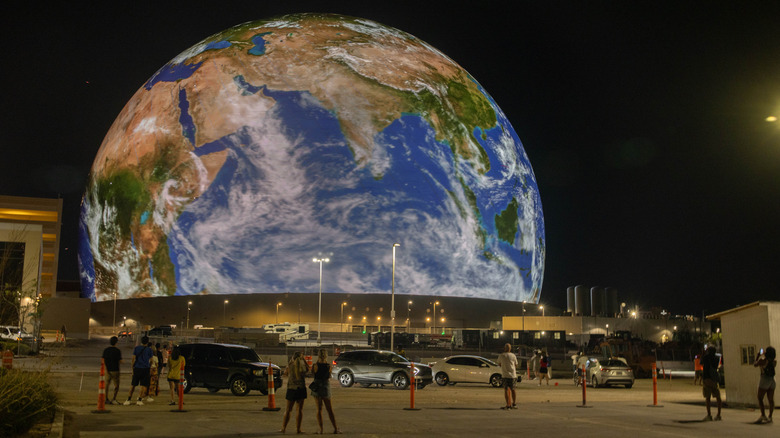 Sphere from the ground during night