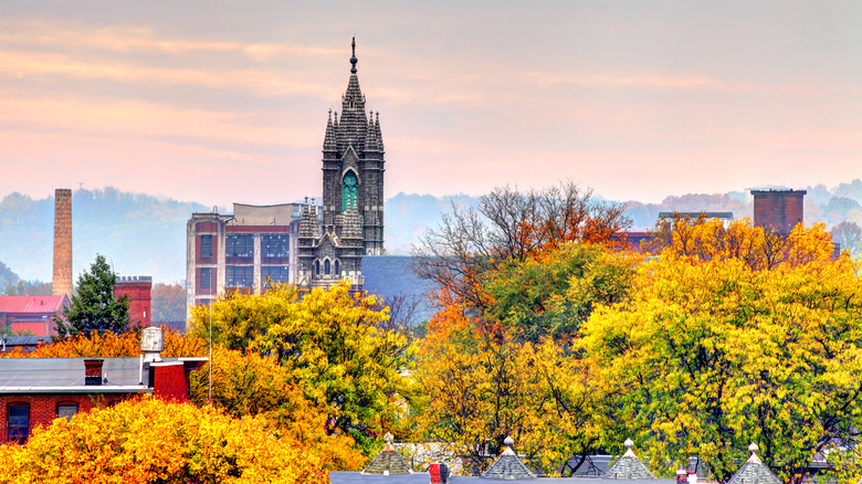 Trees and church, Reading, Pennsylvania