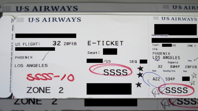 Boarding pass with SSSS indicator