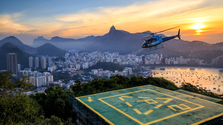 helicopter near landing pad in Rio de Janeiro