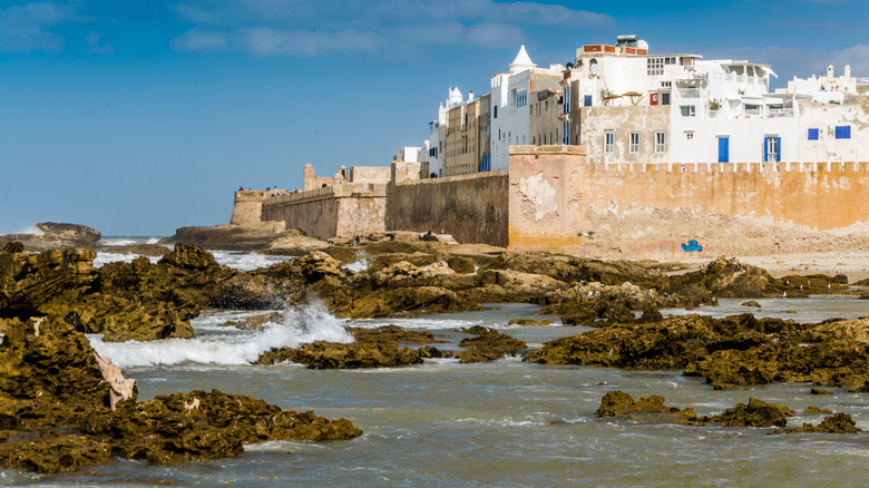 white walled city of Essaouira from the water