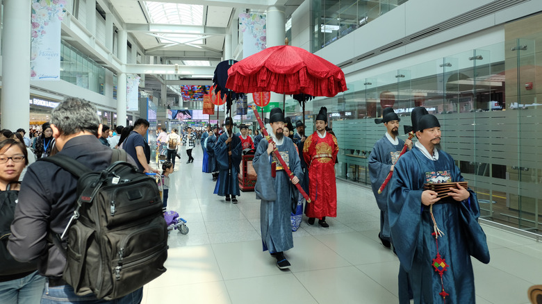 Royal parade enactment Incheon airport