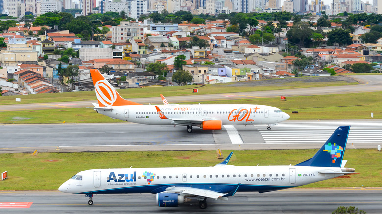 Planes on an airport runway