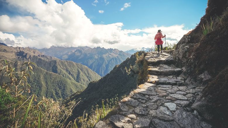 Female hiker walking on Inca Trail