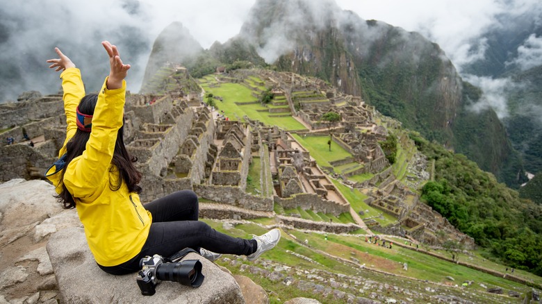 A female traveler at Machu Picchu