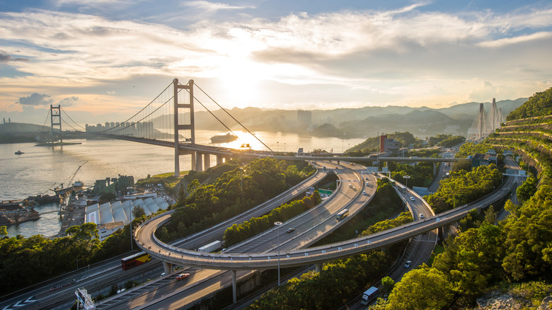 Tsing Ma Bridge and highways