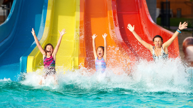 Family on a waterslide