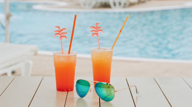 Two poolside drinks