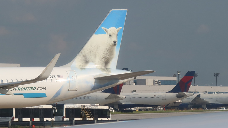 Frontier and Delta planes at airport