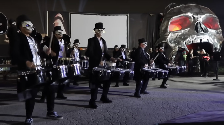 Drumline outside of haunted house