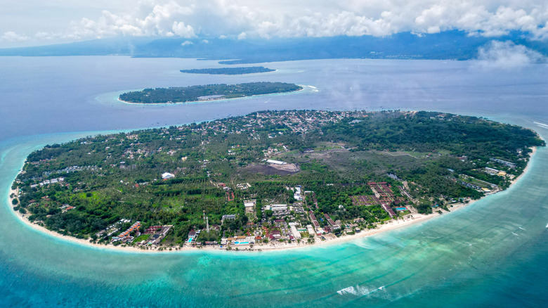 The three Gili Islands, Gili Trawangan, Gili Meno, and Gili Air