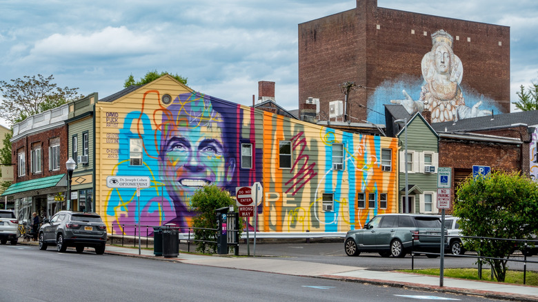 Murals painted on buildings in Kingston, New York