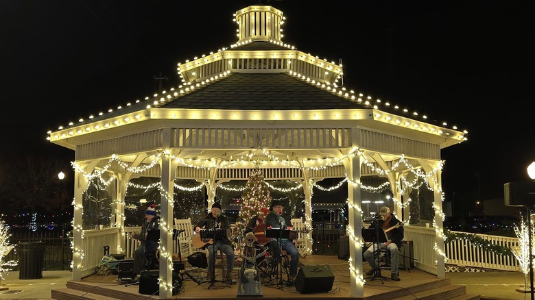 Gazebo with Christmas decorations in Mineola, Texas